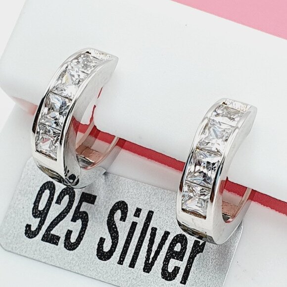 "925 Sterling Silver Cubic Zirconia Earrings, U19254652 - Picture 1 of 11